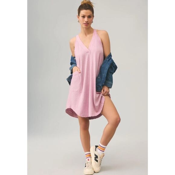 Daily Practice by Anthropologie The Carlie V-Neck Mini Dress LIGHT MAUVE Size XS - Picture 1 of 9